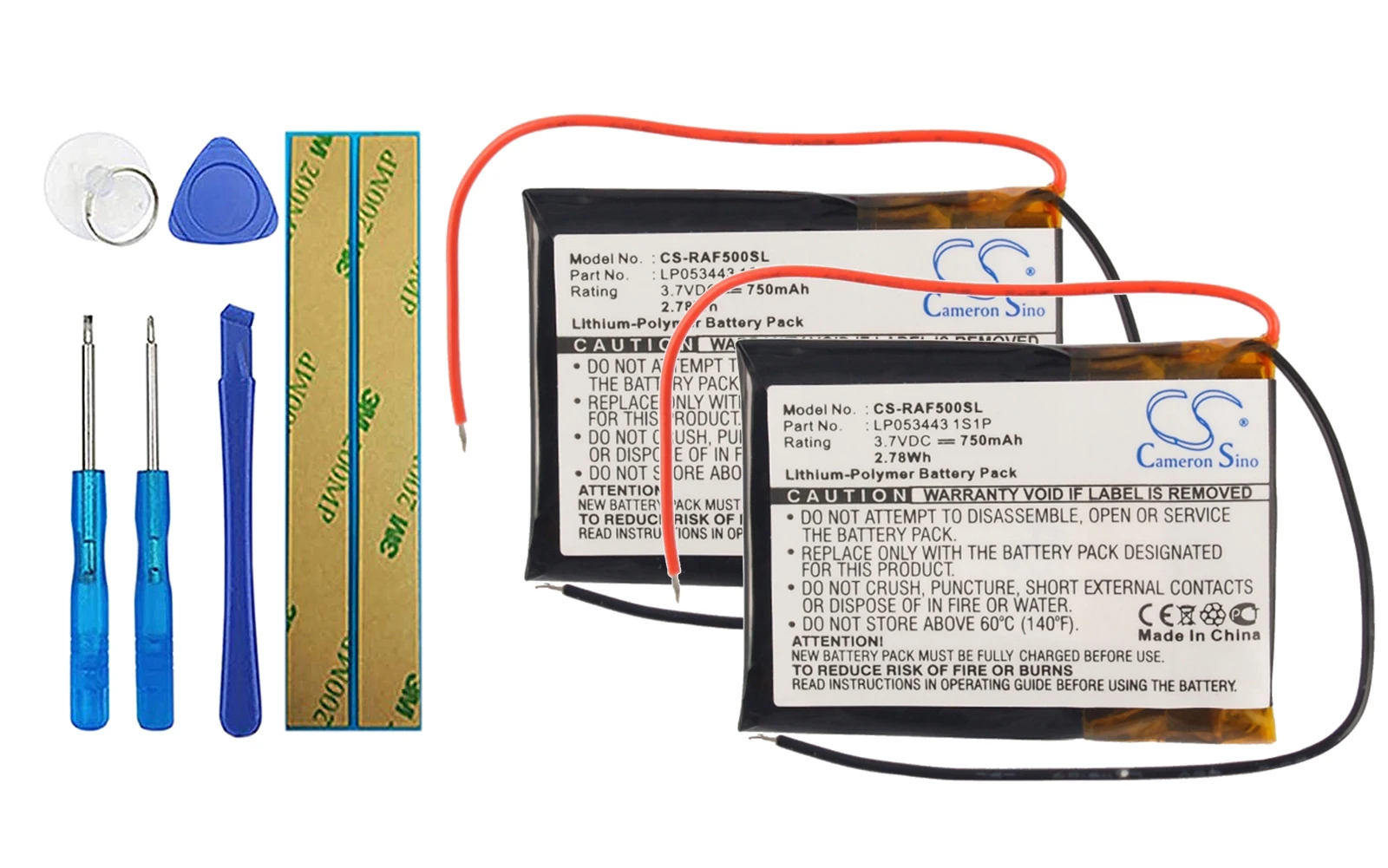 

2pack 750mA Battery for RAC 5000 WIDE LP053443 1S1P