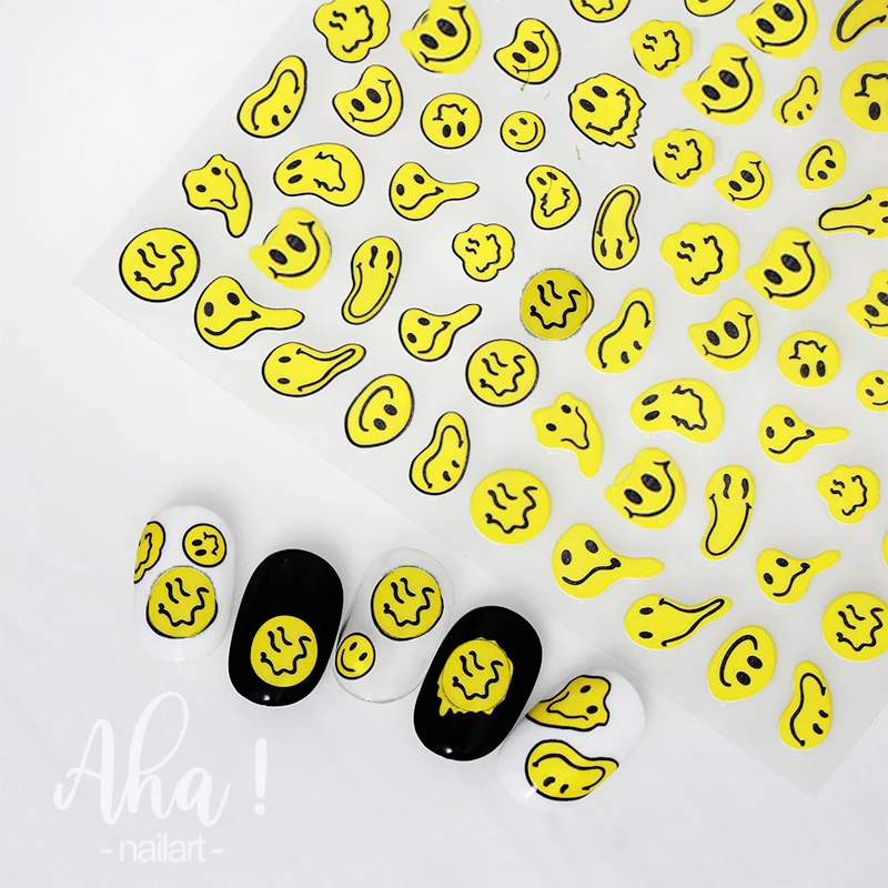 

1 sheet Smile Nail Art 3D Stickers Nail Decals for Nails Smiley Face Manicure Japanese Design DIY Nail Art Accessories 8*10cm