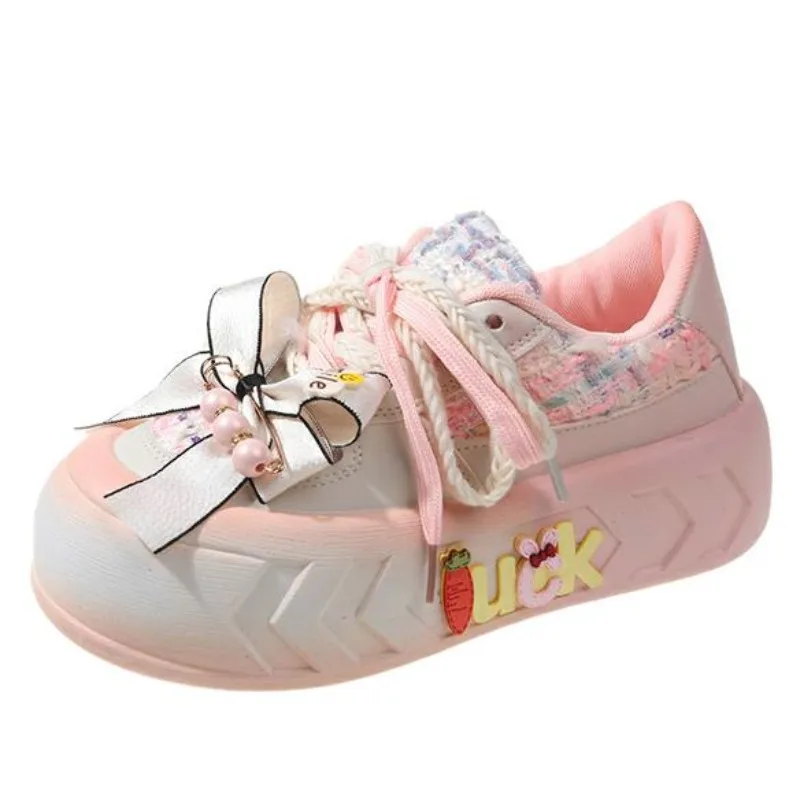 Женские Дизайнерские кроссовки с бантом-бабочкой без застежки на платформе