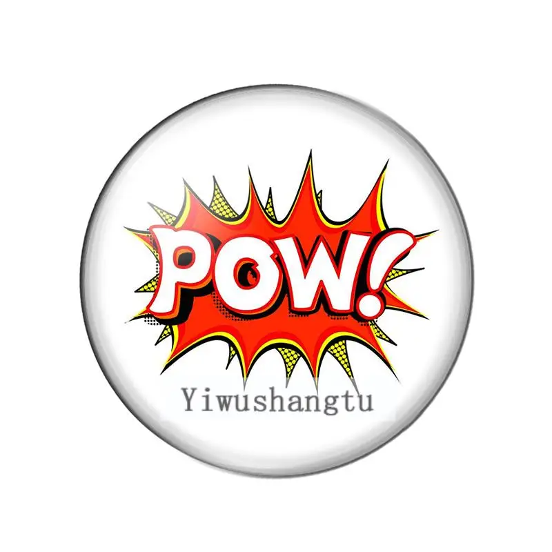 Фото Wordart специальный язык wow Boom Pow Bang 12 мм/20 мм/25 мм/30 мм круглый фотостекло кабошон демонстрационная плоская задняя часть изготовление выводов №5