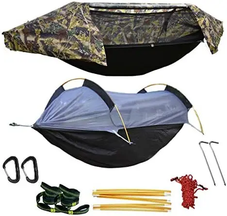

Гамак с москитной сеткой и покрытием от дождя 3 в 1, палатка-гамак для кемпинга с нагрузкой 440lbs