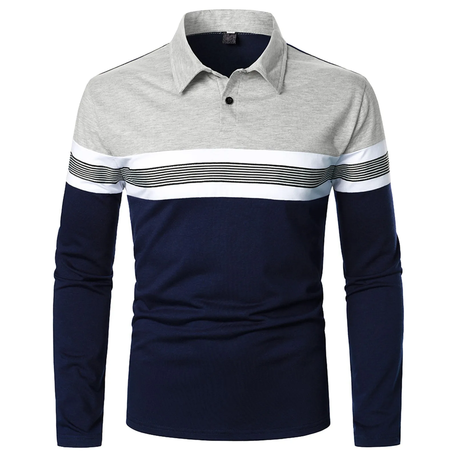 

Men's Stitching Sweatshirts Casual Loose Fashion Design Top Lapel Button Fashion Shirt Long Sleeve Warm Top Large Pack