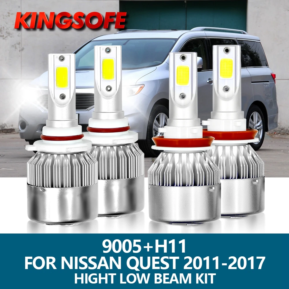 

4 шт., автомобильные лампы для Nissan Quest 9005-6000, 2011 лм, 72 Вт, 2017 к