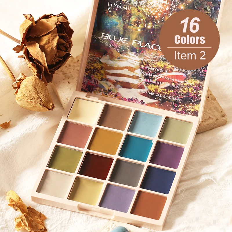 16 Colors Solid Canned Gel Nail Palette Semi Permanent UV LED Hybrid Gel Nail Polish Japanese Cream Mud Painting Gel Nail Set