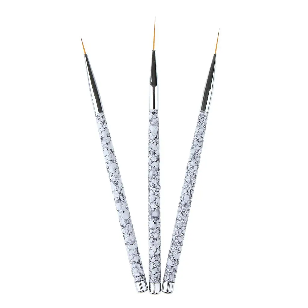 3 шт. кисти для вкладышей (11/15/20 мм) с мраморным рисунком салона ногтей