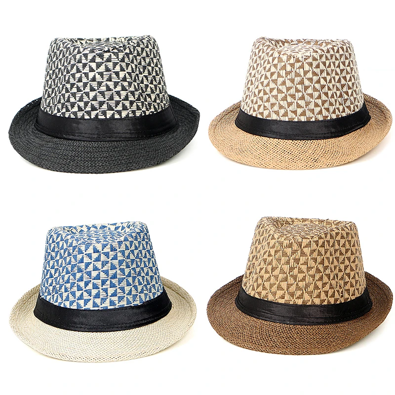 

Fashion Men Straw Hat For Women Summer Trendy Beach Sun Hats Solid Color Fedoras Ribbon Casual Cowboy Jazz Cap Cap Male