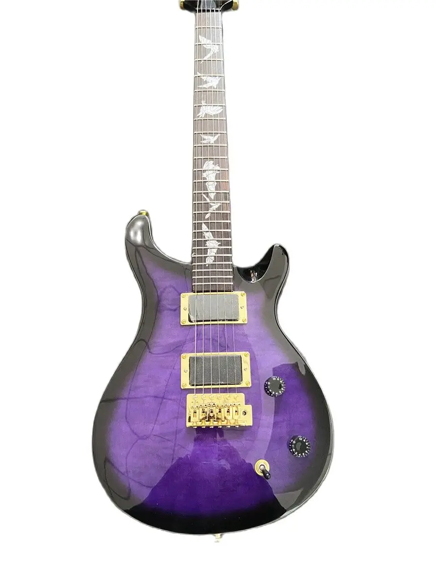 

Custom purple electric guitar bat inlaid with gold accessories single shake free shipping
