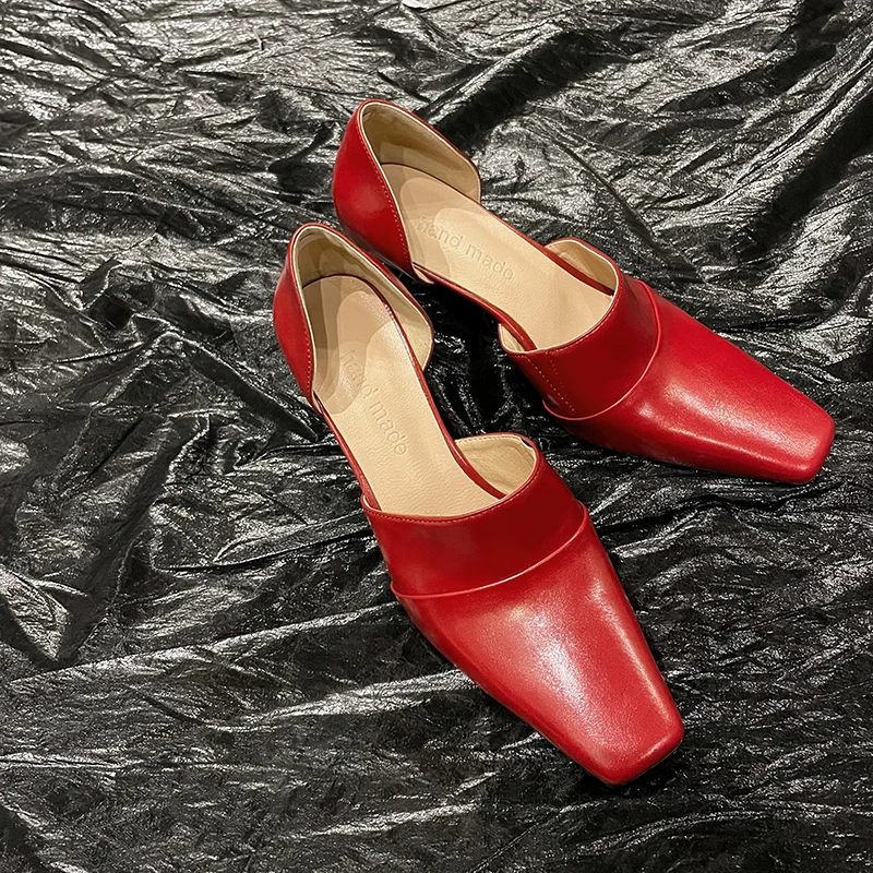 

Туфли женские на высоком квадратном каблуке, элегантные кожаные туфли-лодочки из овечьей кожи, туфли-лодочки на тонком каблуке, классические, во французском стиле
