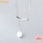 Trustdavis 100% твердый настоящий серебро 925 пробы двухслойная круглая изогнутая трубка короткое ожерелье подарок для женщин девушек подростков DA368