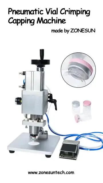 

ZONESUN Pneumatic Oral Liquid Solution Penicillin Bottle Capper Aluminum Metal Plastic Medicine Vial Crimper Capping Machine