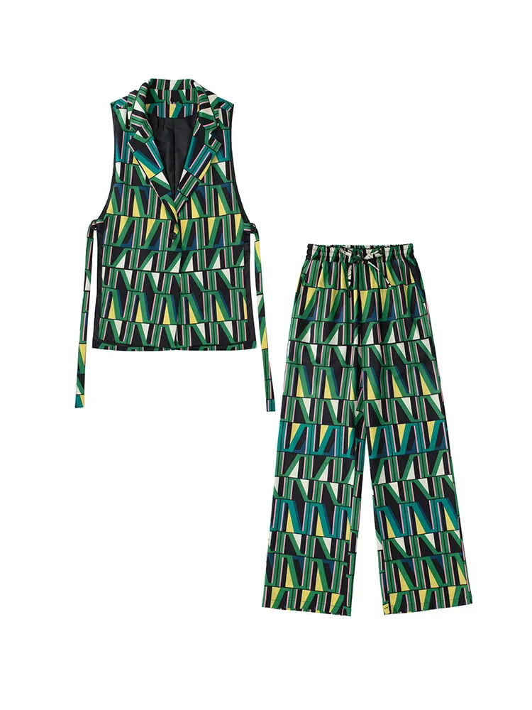 Женский жилет с разрезом и принтом PB &amp ZA3441770 винтажный без рукавов