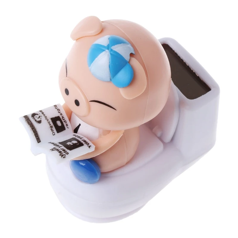 Свинка на солнечной батарее сидящая унитазе украшение для автомобиля детская