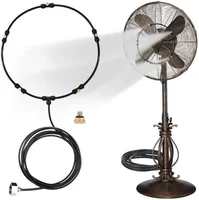 Outdoor cooling low pressure spray set spray ring fan cooling system Outdoor Misting Fan Kit for a Cool Patio Breeze