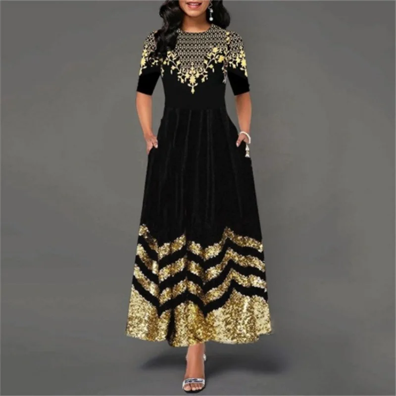 

Vintage Print Dress 2022 O Neck Casual Holiday Long Dresses Summer Woman Sleeveless Girls Party Maxi Dress Women