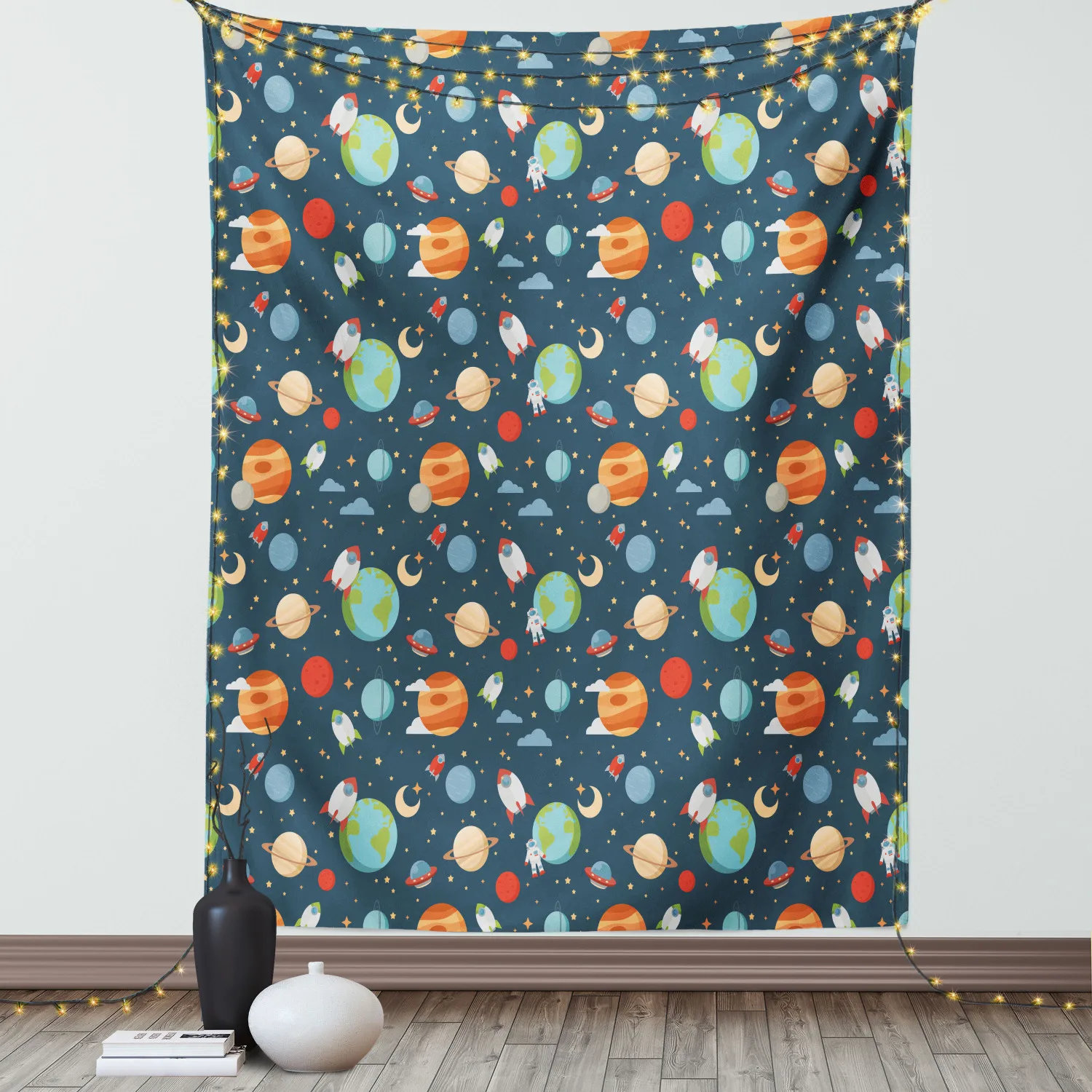 Гобелен с героями мультфильмов астрологические концепции земля Марс искусство