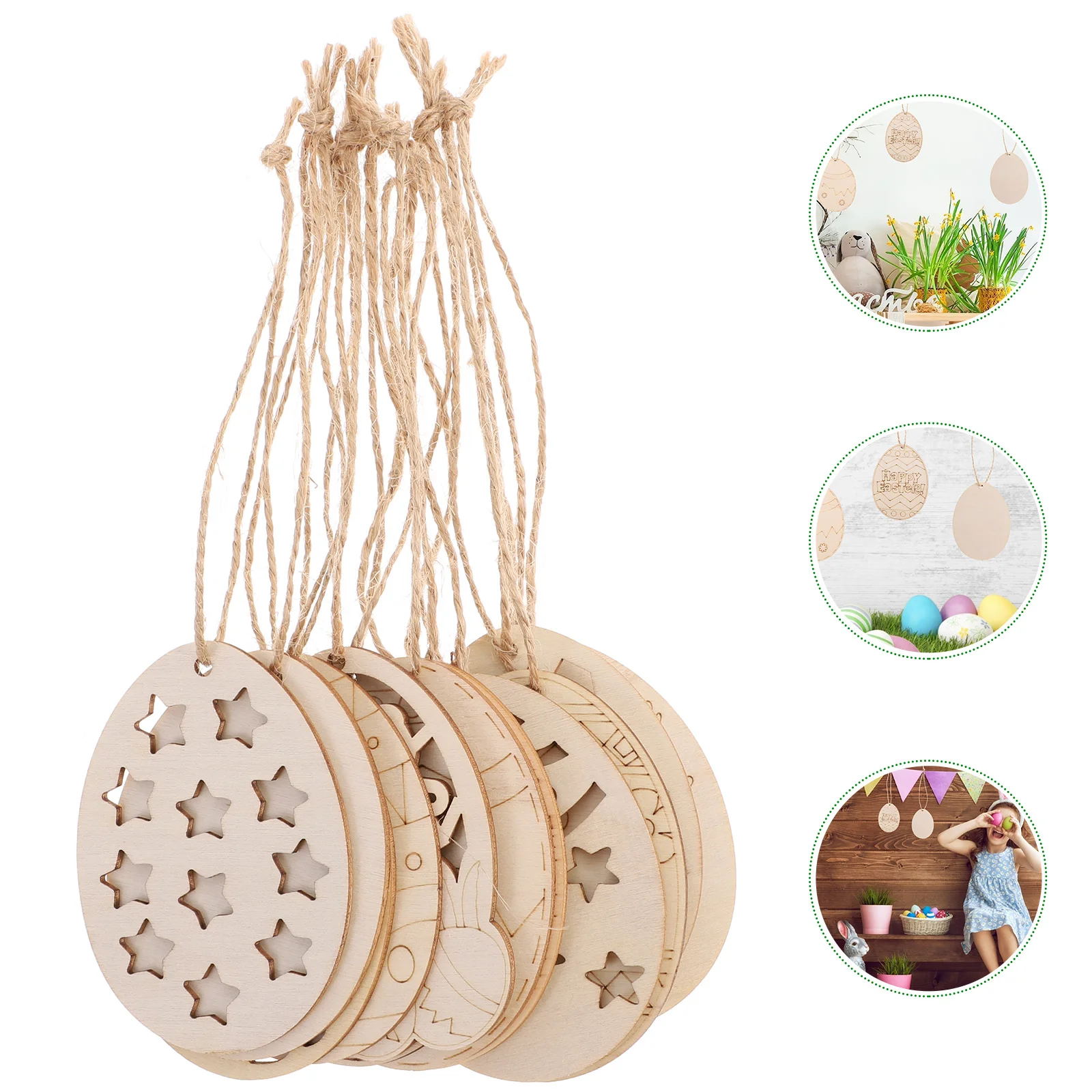 

Easter Wooden Egg Cutouts Slices Wood Unfinished Blank Plaques Painting Decor Hanging Crafts Shapes Eggs Cutout Things Ornaments