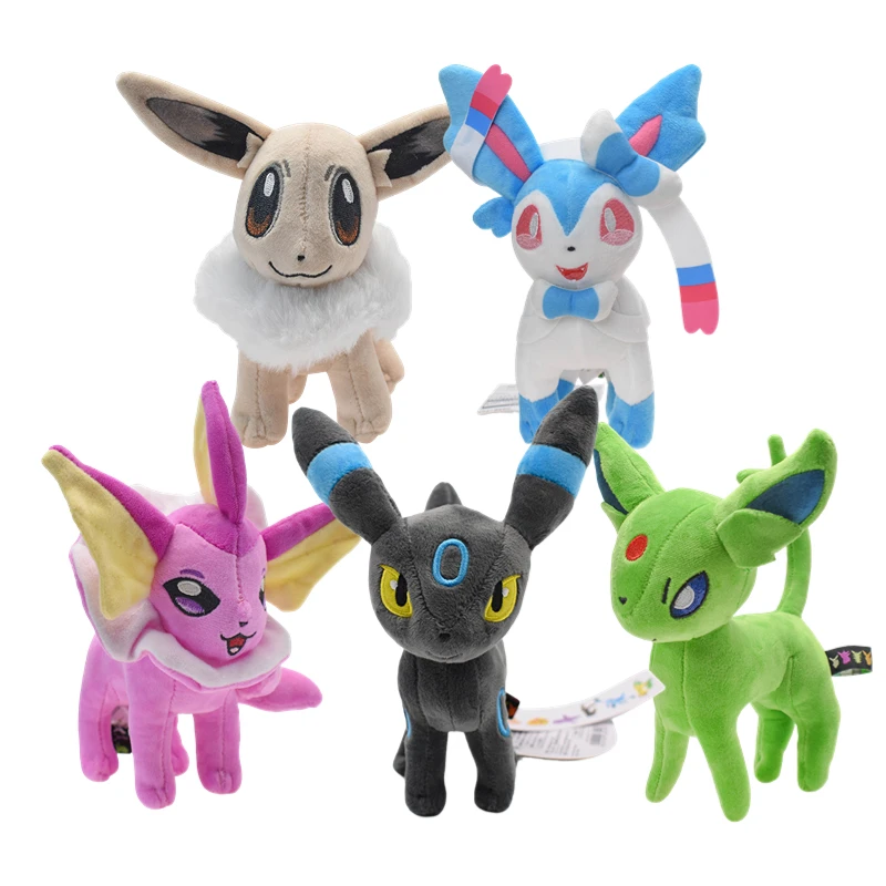 

New 18-20cm Pokemon Standing Eevee Shiny Umbreon Vaporeon Espeon Sylveon Animal Stuffed Plush Cartoon Toy Kid Christmas Gift