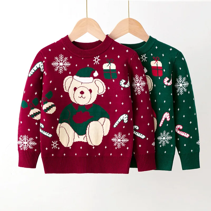 

2022 Children's Christmas Sweater Bear Pullover Knitwear Fantastic Gift for Your Kids Whosale Available with Good Quality