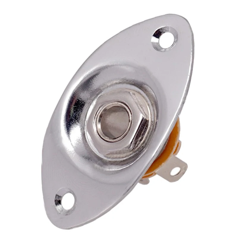 

Oval Indented Jack Output Plate Jackplate and Socket for Mono Electric Guitar, Silver