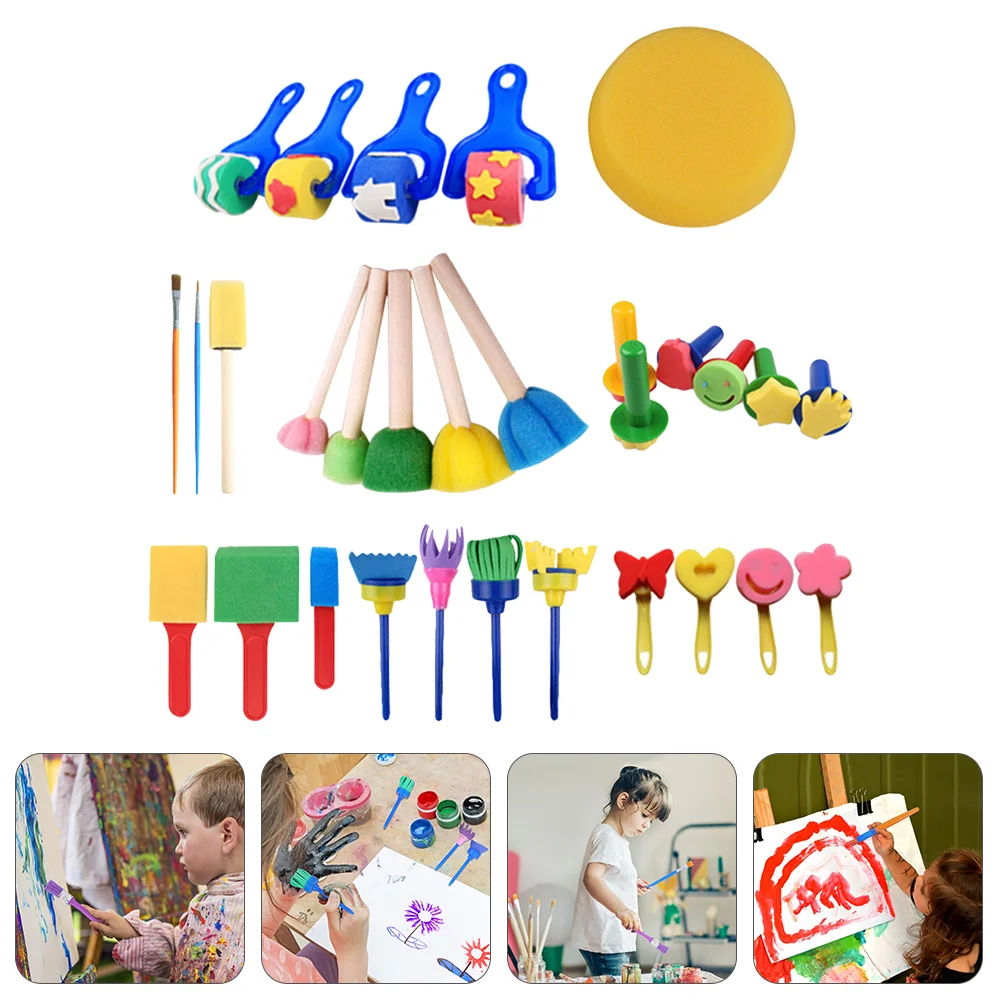 

Childrens Graffiti Supplies Kids DIY Graffiti Drawing Tool Set Sponge Stamps Kids Graffiti- 30Pcs