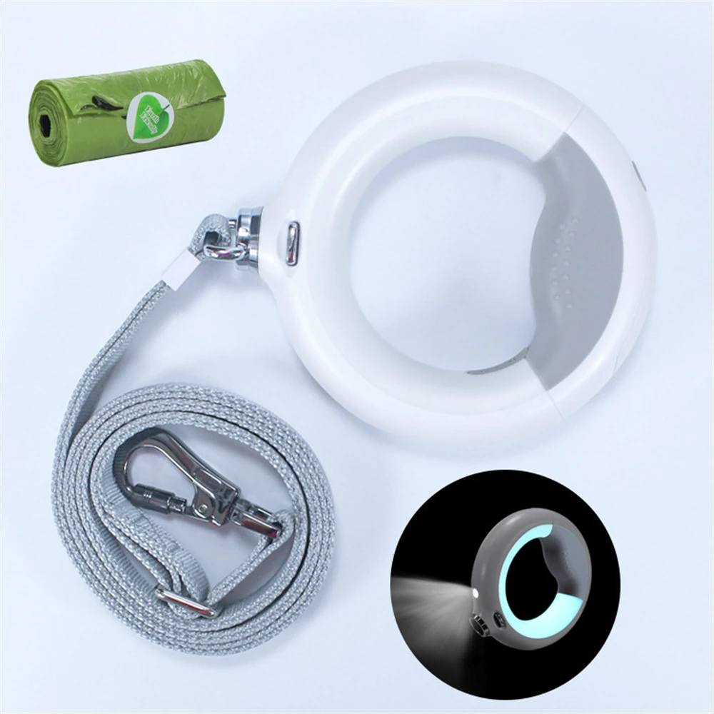 

Pet Leash Retractable with LED Light Garbage Bag Walking Dog Leash Luxury for Medium Large Dog USB Charge Auto Dog Traction Rope