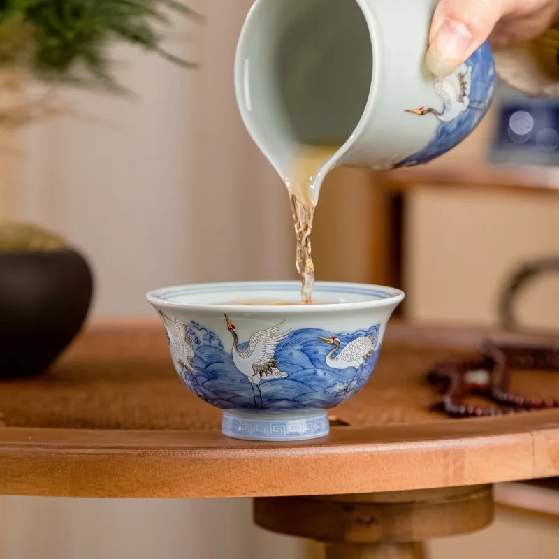 Цзиндэчжэнь Qitang античная грязь синий и белый морской журавль керамическая