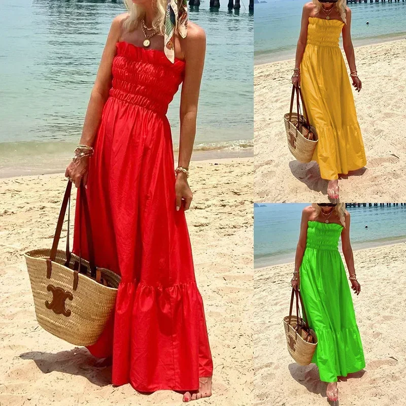 

Spring Summer New Women's Fashion Bra Top Bohemian Holiday Dress