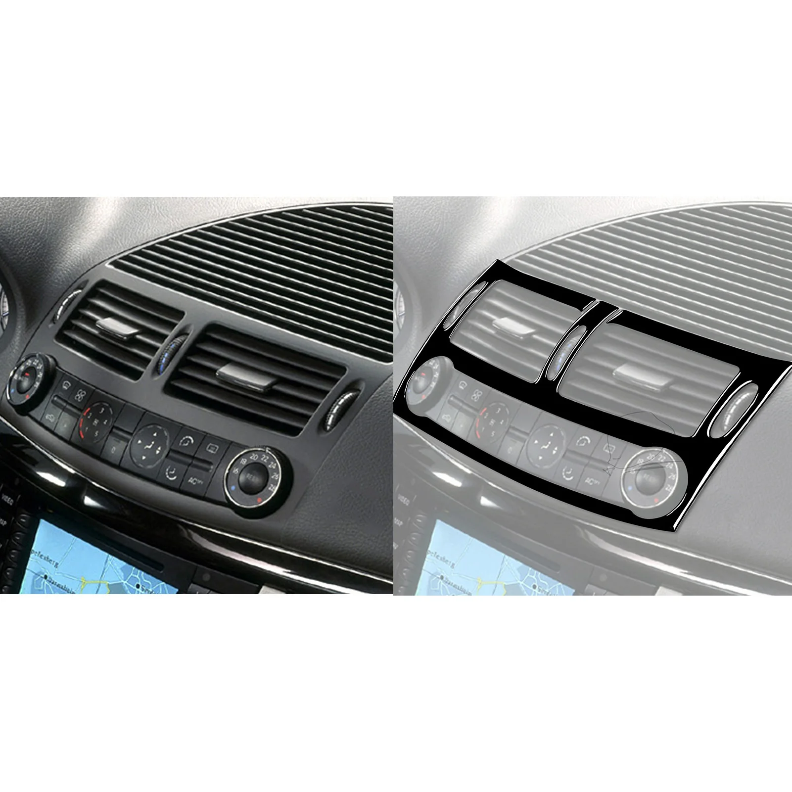 Фото Для Mercedes Benz E-Class W211 03-09 Piano Black кондиционер воздуха с центральным управлением выход отделка полоса аксессуары для интерьера наклейка №2