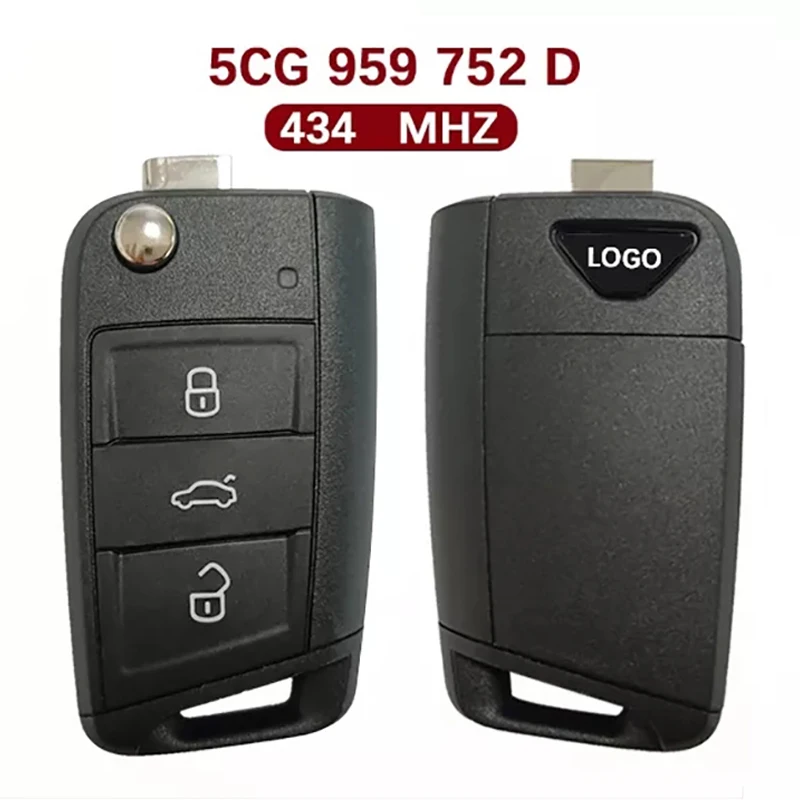 

Оригинальный ключ-раскладушка CN001125 с 3 кнопками для VW Jetta 2019 Remote FCCID 5CG 959 752 D 434Mzh NCP2161W, Бесключевой
