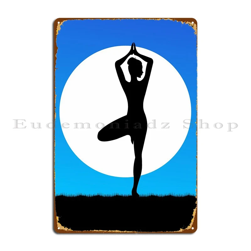 

Vrksasana поза для йоги, металлический налет, Забавный Настенный декор, вечерние Club, индивидуальный жестяные пластинки знак, постер