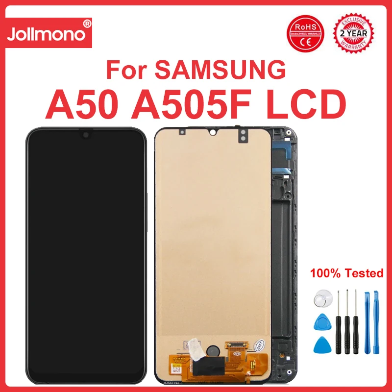 Tft A50 экран с рамкой для Samsung Galaxy A505 A505FN/DS A505F/DS ЖК-дисплей цифровой сенсорный замена