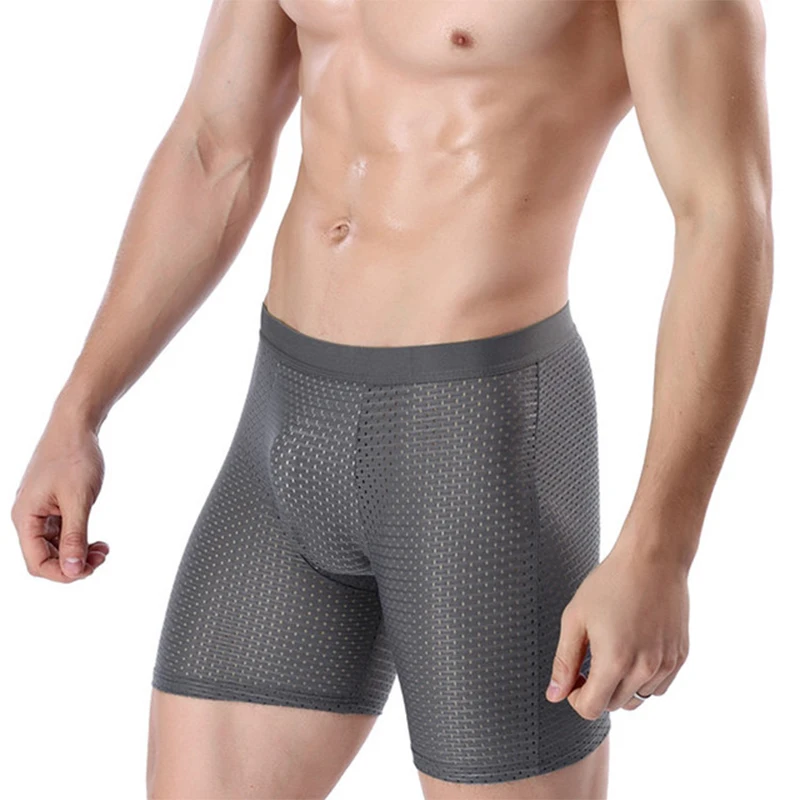 

Silk Cool Comfort Breathable Underpants Mesh Long Leg Brief Viscose Underwear for Men Pants