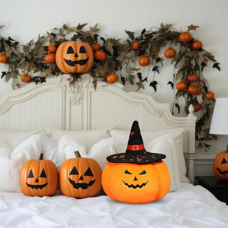 

Pumpkin Witch Hat Pillows Decorative Plush Throw Pillow Toy for Halloween Thanksgiving Fall Bedroom Car Office Sofa Decor
