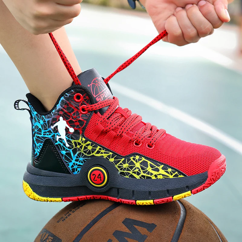 Hot Sale Kids Basketball Shoes Boys Sport Sneakers Non-slip Outdoor Children's Basketball Sneakers Boy Girls Basket Sports Shoes