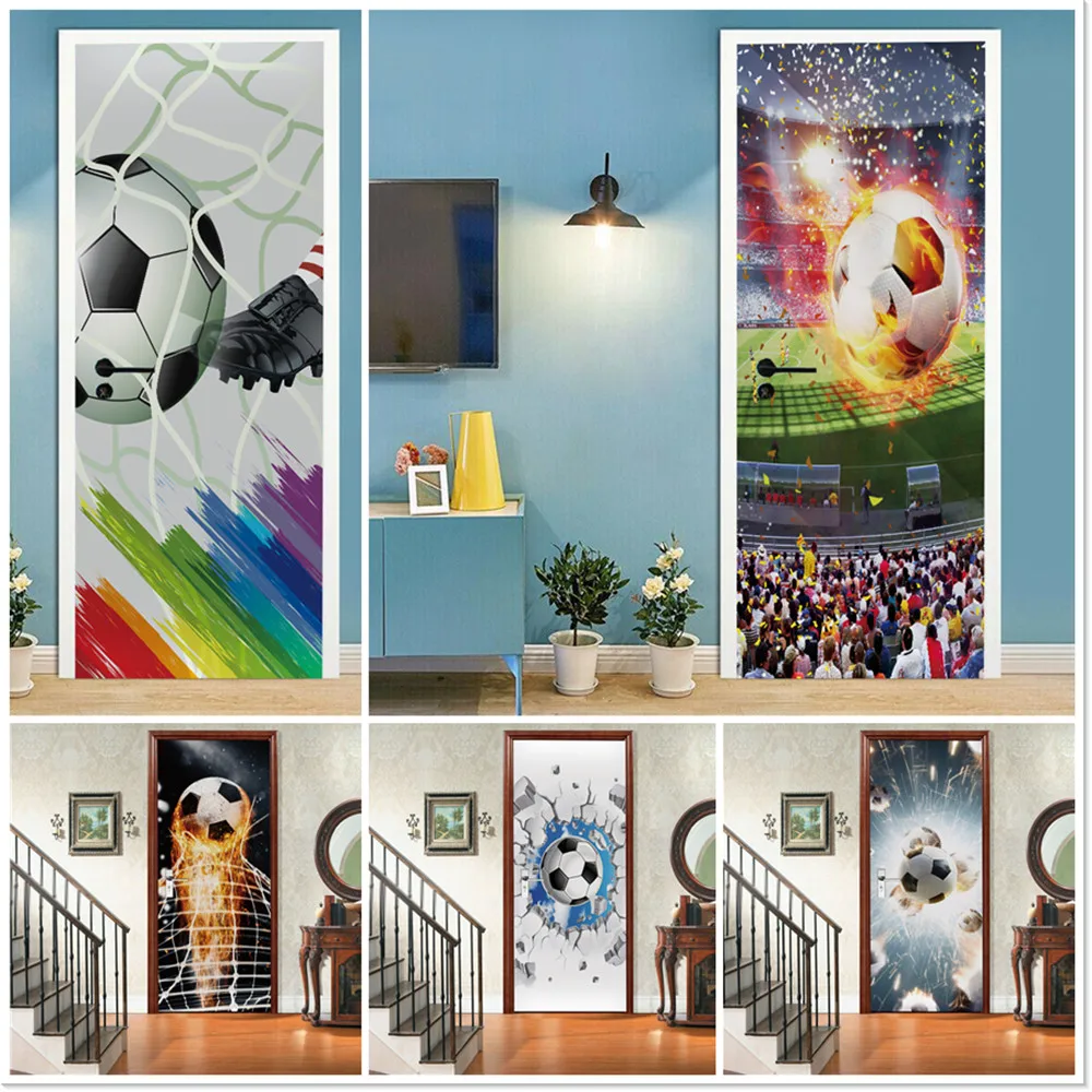 

Basketball Football Room Door Poster Self Adhesive Vinyl Stickers Porte World Cup Mural Home Decor Paris Tower Renew Wallpapers