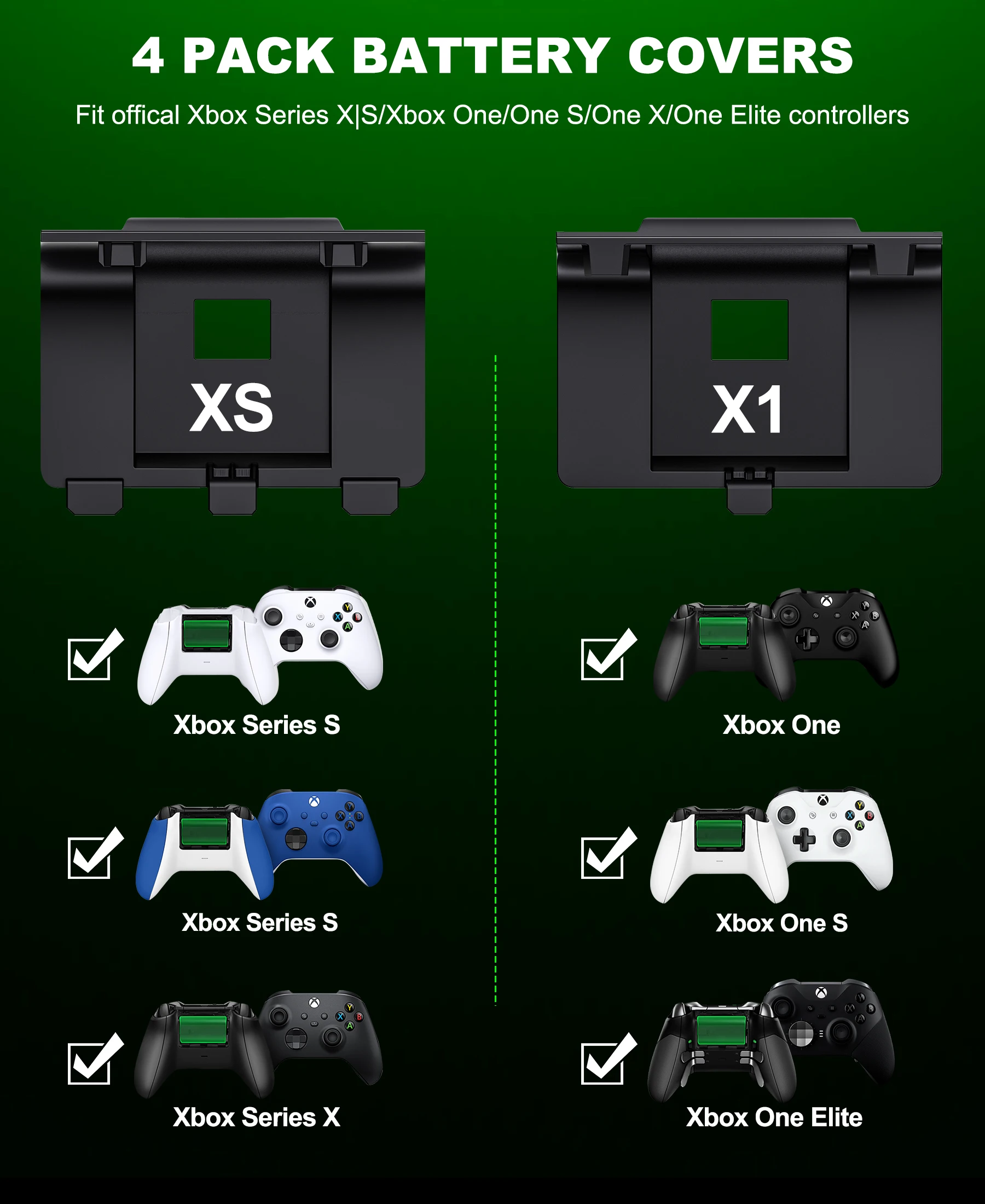 Перезаряжаемый аккумуляторный блок BEBONCOOL для геймпадов Xbox One, 2 аккумулятора по 4800 мВтч для контроллеров Xbox Series XS с кабелем Type-C (art.: 3920db7ead690) - 3920db7ead690