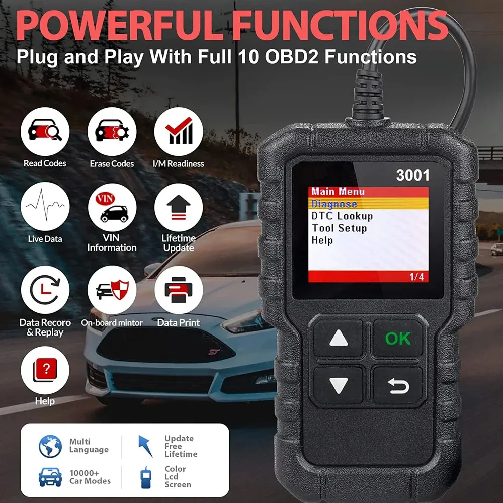 Диагностический сканер X431 CR3001 многоязычный считыватель кодов OBD2 инструмент для