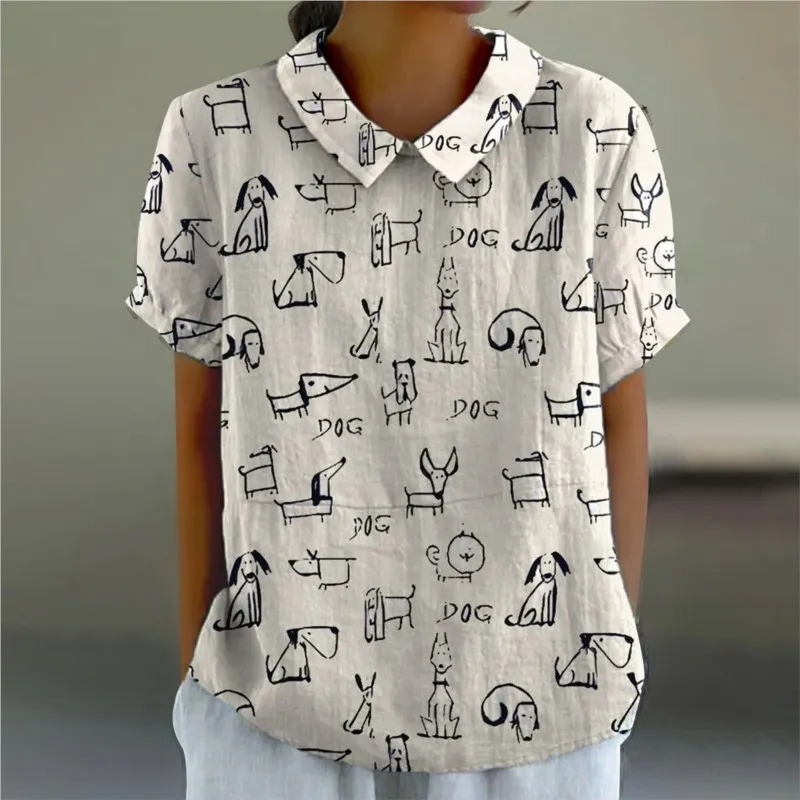 Повседневные женские винтажные блузки на весну и осень с короткими рукавами из