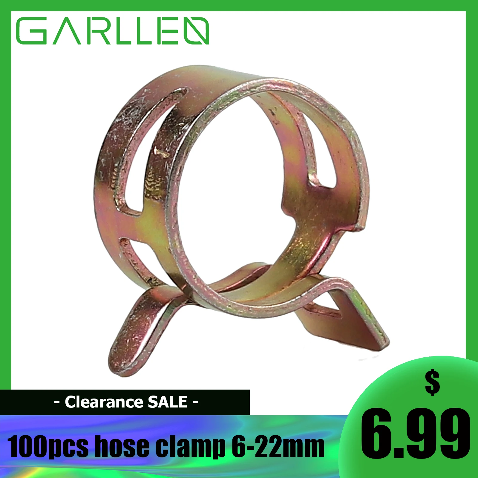 

GARLLEN 100pcs 6-22mm Spring Clamp Hose Fuel Hose Air Pipe Clamp Fastener for Air Hose Water Pipe Fuel Pipe Silicone Vacuum Hose