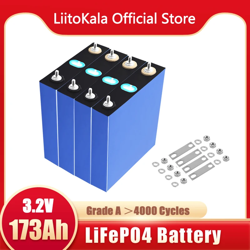 

4-32pcs LiitoKala GRADE A EVE 3.2V 173Ah lifepo4 battery CELL 12V 180Ah Electric RV Golf car outdoor solar energy Rechargeable