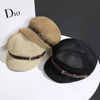 2022 new hollow octagonal hat ladies hat summer travel all match sunscreen shade straw hat japanese british peaked beret womens