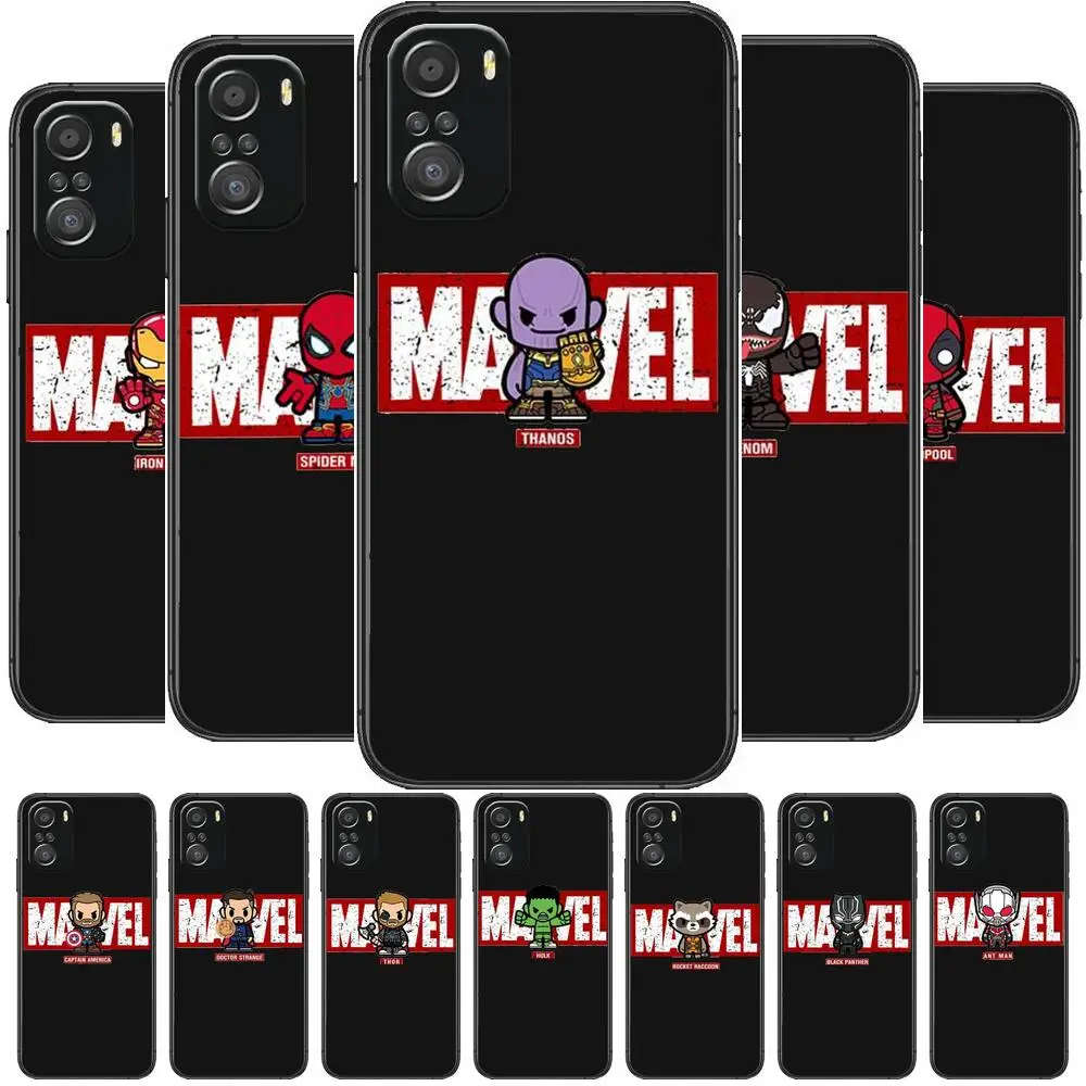 

Marvel Comics Heroes Phone Case For xiaomi mi 11 Lite pro Ultra 10s 9 8 MIX 4 FOLD 10T 5g Black Cover Silicone Back Prett