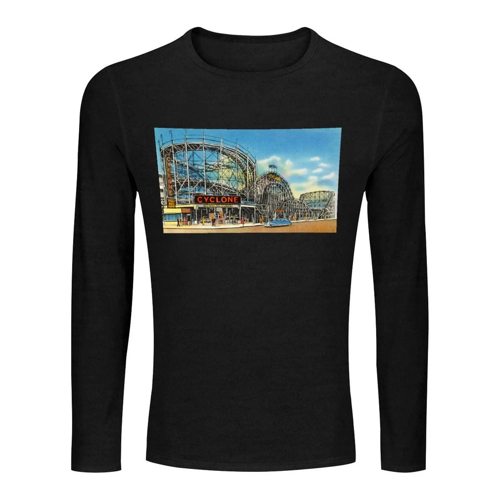Длинная футболка Coney Island Cyclone Rollercoaster одежда в стиле аниме милая мужские футболки