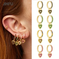 jinfu gold silver filled heart dangle earrings for women colorful cz zircon womens drop earrings 2022 party jewelry wholesale