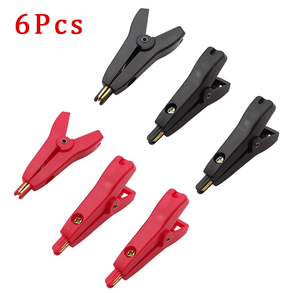 

6p cs/ комплект медный 52mm 5A плоский крокодиловый зажим позолоченный кабель с изоляцией LCR тест крокодил с черным красным цветом