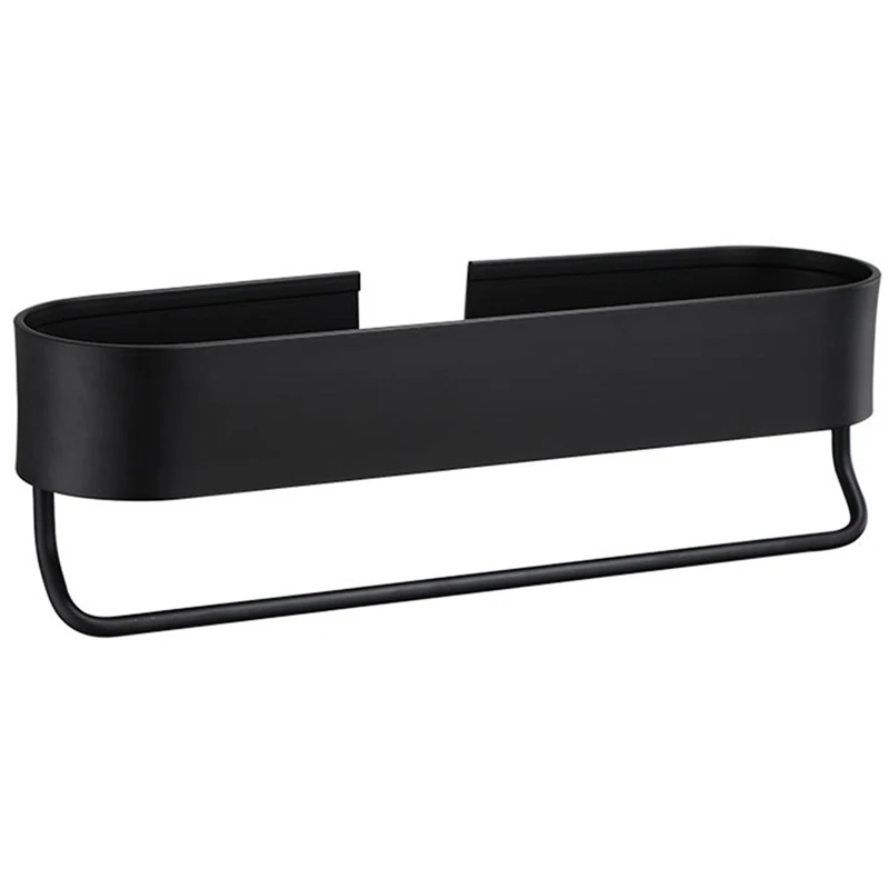 

Space Aluminum Black Bathroom Shelves Kitchen Wall Shelf Shower Storage Rack Towel Bar Bathroom Accessories