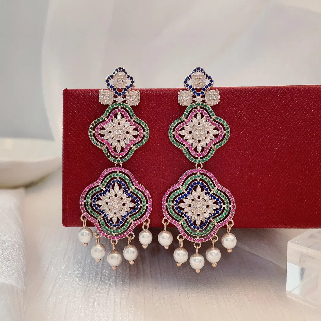 Билицветные модные трендовые серьги с жемчугом и кисточками для женщин