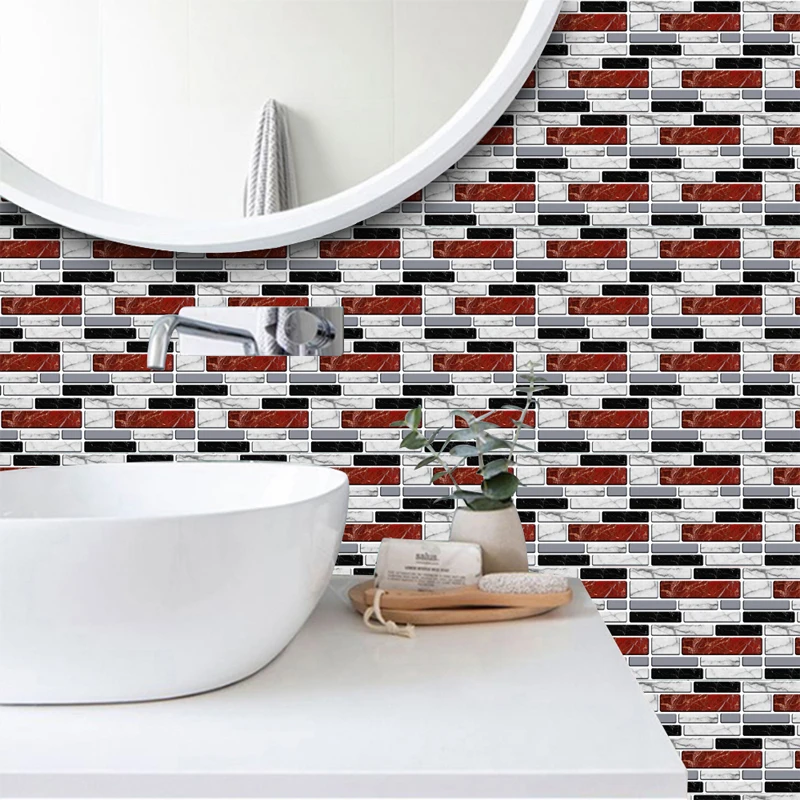 

24pcs PVC Self-Adhesive Wall Stickers Waterproof Tile Stickers Kitchen Bathroom Living Room DIY Decoration Wallpaper Decoration
