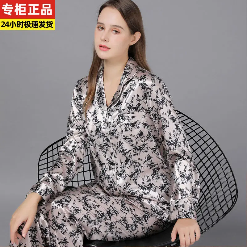 High grade genuine mulberry silk pajamas women's silk summer thin short sleeve loose large two piece home clothes set