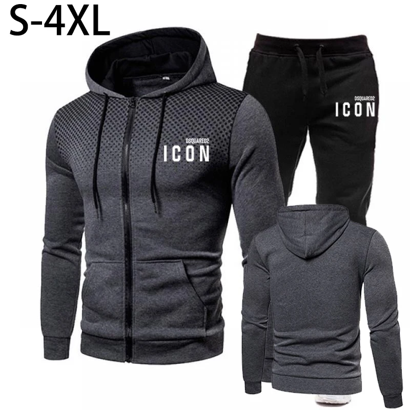 

Мужской спортивный костюм из 2 предметов, Повседневная Толстовка с капюшоном, пуловер, спортивная одежда, свитшот, комплект для бега, костюм высокого качества, 2023